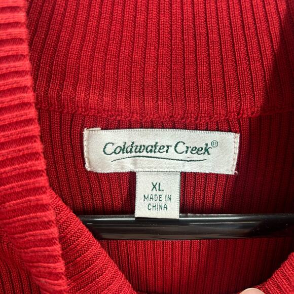 Coldwater Creek Red Mock Neck Ribbed‎ Knit Sweater Tank XL - Picture 4 of 6